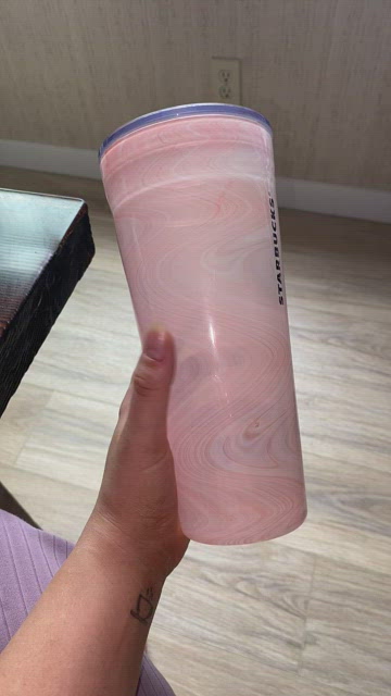 US$ 89.99 - Starbucks 2017 Coral Pink Marble 20oz Glass Cup
