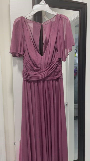 flutter sleeve crisscross mesh bridesmaid dress Crisscross high-neck mesh bridesmaid