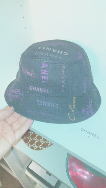 CHANEL, Accessories, Chanel Denim Logo Bucket Hat 222