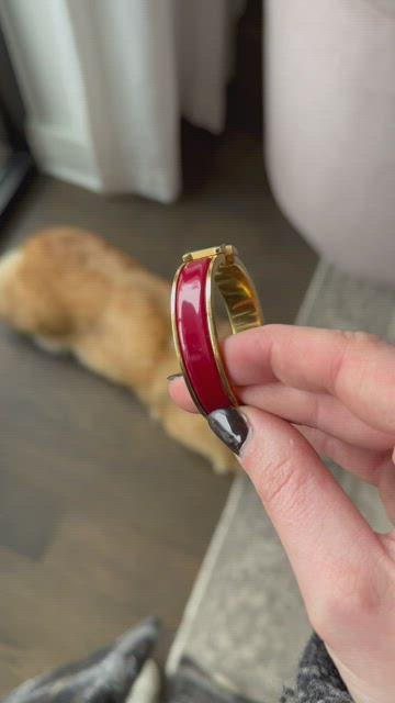 Red Clic H Bracelet in Gold Plated Enamel Bracelet Size PM