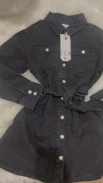 Zara black button down denim dress