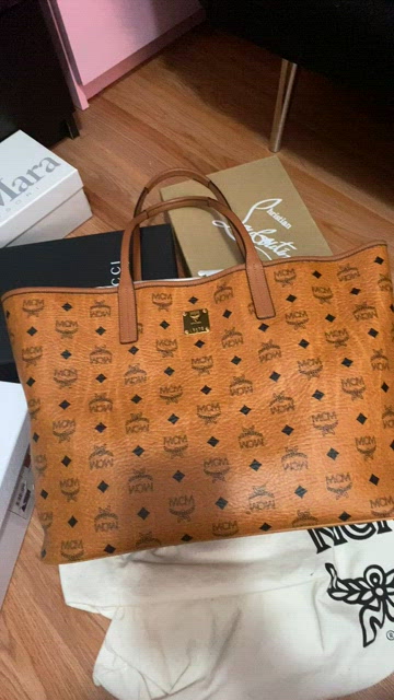 Mcm Cognac Monogram Visetos Chain Tote Bag 863407