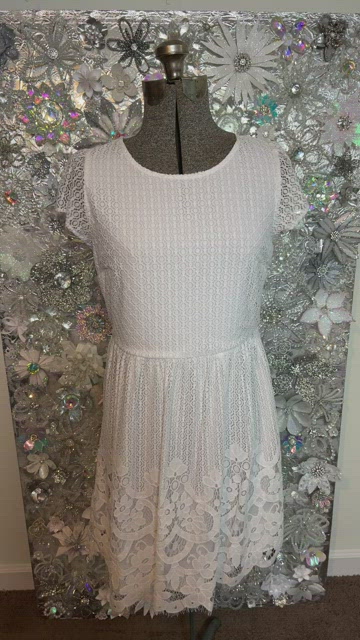 ann taylor loft white lace dress Ann Taylor Loft Lace Eyelet Dress Sz 6 White Illusion Wedding Shower Event  Party