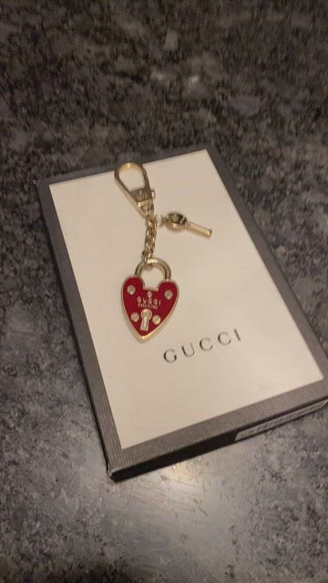 Gucci Heart Lock & Key Gold Tone Bag Charm Gucci