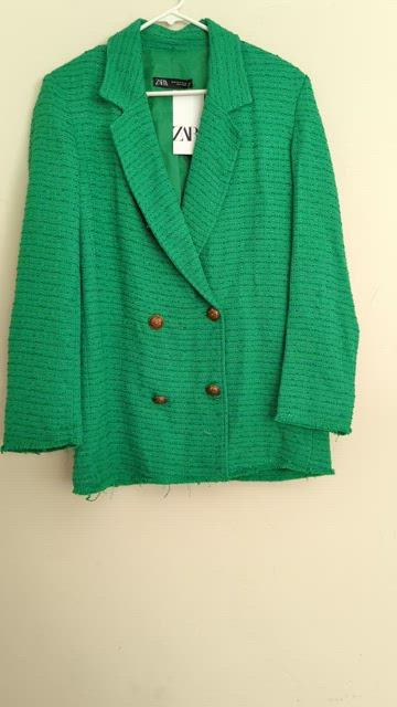 ZARA NEW COLLECTION Textured Double-breasted Blazer 7484/132 (size