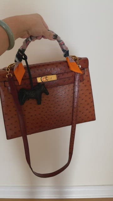 Hermès VINTAGE HERMES KELLY HANDBAG 32 LEATHER SELLIER OSTRICH