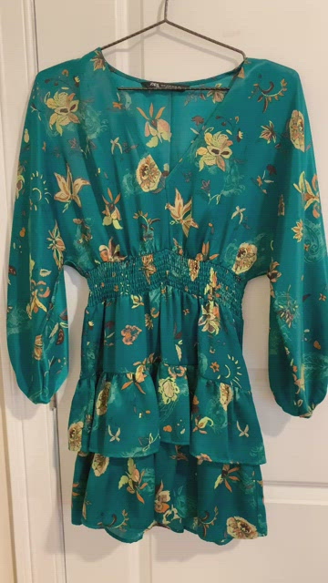 Zara green ruffle dress