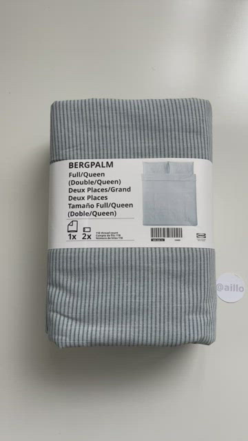 BERGPALM Duvet cover and pillowcase(s), blue/stripe, King - IKEA