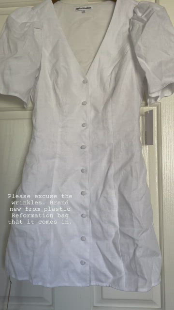 Joelle Linen Dress. Mini dress with puffed, shirt sleeves. Size: 0 new with  tags