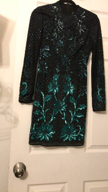 emerald green sequin long sleeve tassel hem bodycon dress Ieena Duggal 12502 - Short Dot Confetti Sequin Column Dress main image 0