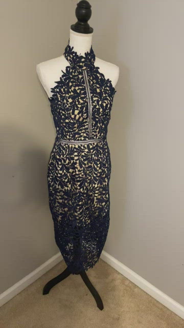 Lulus Divine Destiny Navy Blue Lace Midi Dress