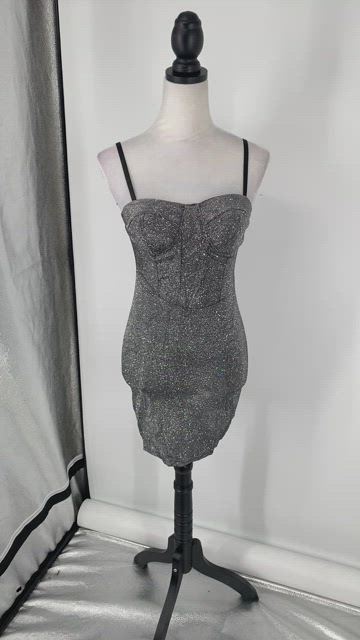 luisa silver sparkly bustier mini dress Foil Bodycon Corset Dress in Silver