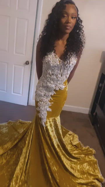 Suit Matching Yellow And Blue Prom Dress Glitter Sequins Beaded Prom Dress  For Black Girls Aso