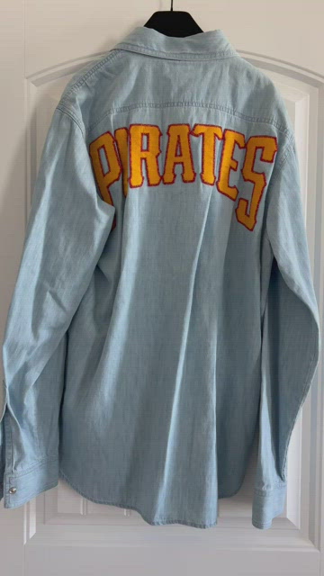 Gucci Blue Pittsburgh Pirates Long Sleeve Denim Shirtm