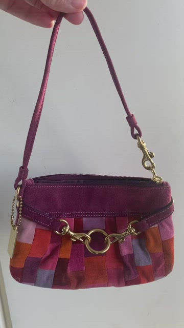 バッグ Coach Hampton Mosaic Patchwork Leather NICE COACH HAMPTONS METALLIC SUEDE LEATHER MOSAIC PATCHWORK
