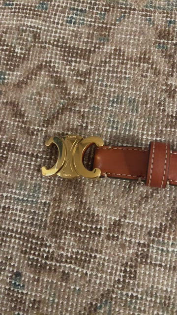 Triomphe leather belt Celine Beige size 85 cm in Leather - 34862178