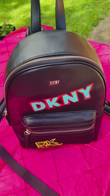 NWT DKNY CASEY LARGE BACKPACK SHOULDER BAG Dkny Backpack Brown DKNY Beige/Brown Signature Coated Canvas  main image 2