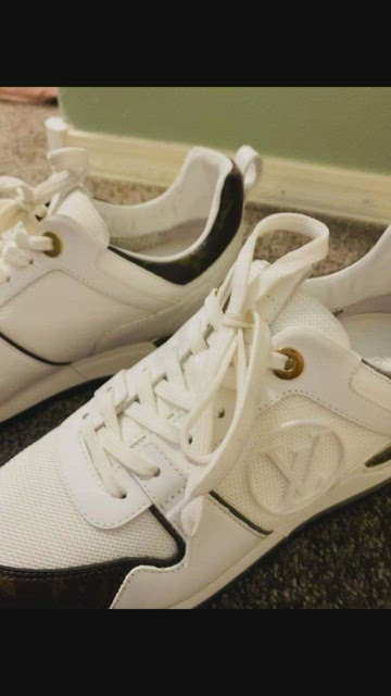 LOUIS VUITTON Calfskin Monogram Run Away Sneakers 38 White 1189066
