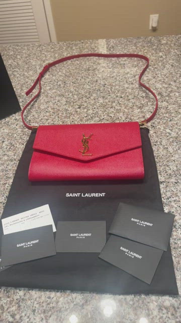 Saint Laurent Uptown Medium Tote In Box Leather in Red