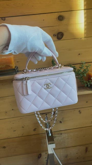 Chanel Quilted Small Handle With Care Vanity Case With Chain White Cav –  Coco Approved Studio