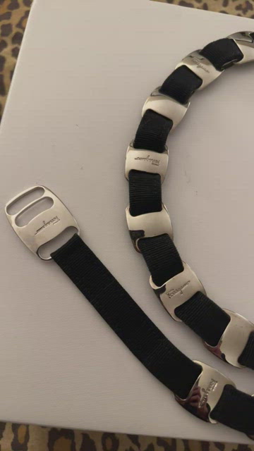 Salvatore Ferragamo Italy Vala Chain Link Grosgrain Belt Women\'s Black Silver Salvatore Ferragamo Black Belts for Women for sale | eBay main image 4