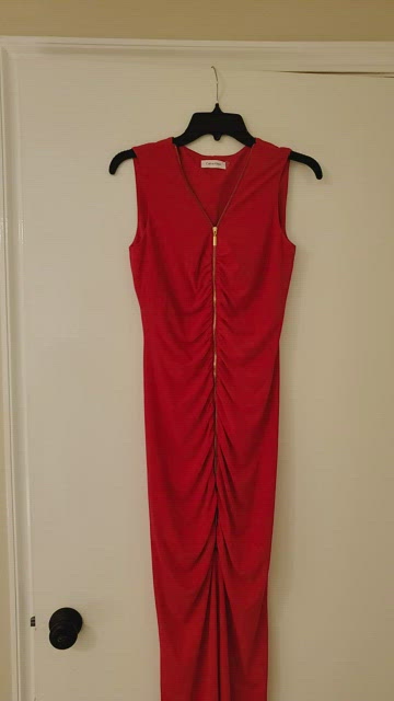 Calvin Klein True Red Zippered Maxi Dress