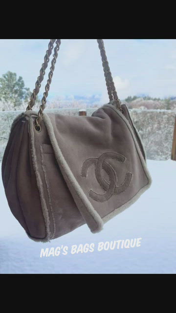 CHANEL, Bags, Chanel Shearling Suede Sherpa Cc Accordion Flap Chain Bag  Rare