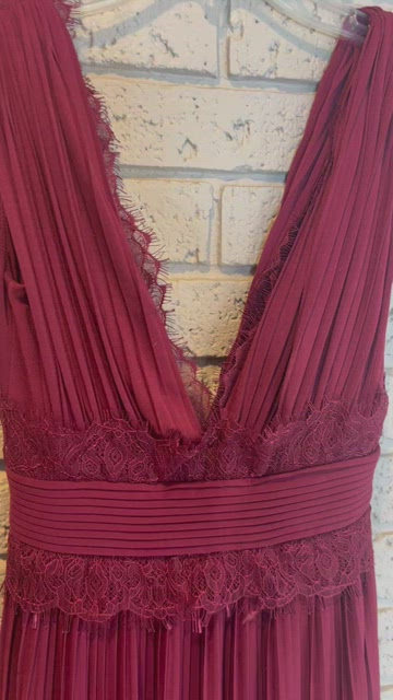 ASOS DESIGN Premium Lace Insert Pleated Maxi Dress size UK 2 US 00