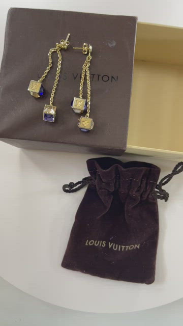 Louis Vuitton Gamble Crystal Gold Tone Long Dangle Earrings For Sale at  1stDibs  louis vuitton gamble earrings, louis vuitton earrings dangle, louis  vuitton gold earrings