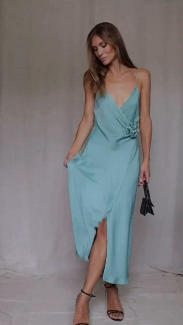 sea green dress zara ZARA NEW FW24 SATIN EFFECT BOW MIDI DRESS Sea green | 4772/211_SIZE S