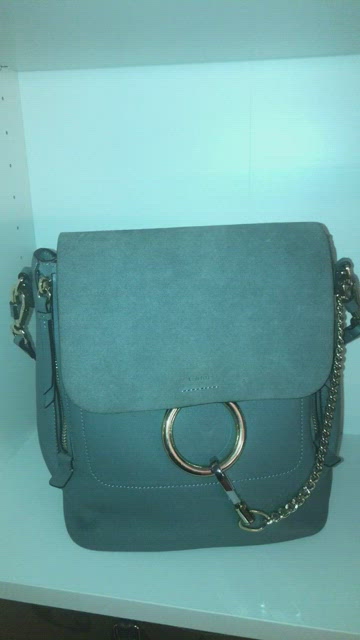 chloe mini faye backpack cloudy blue Chlo, Leather And Suede Backpack, Blue, Women Detachable carry handle with lanyard clasp fastening Chlo Faye Mini in cloudy