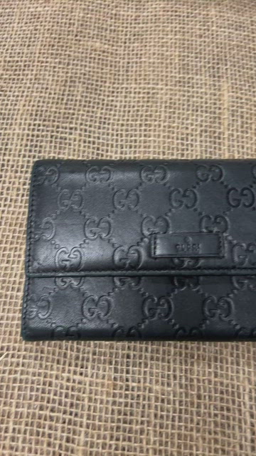 Gucci GG Guccissima Long Leather Wallet in Black