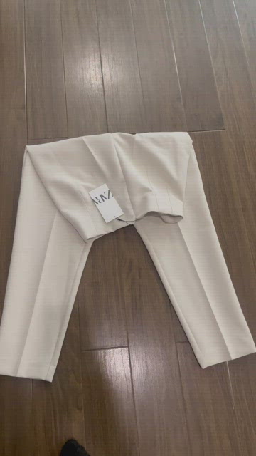 Zara Darted Trousers (High Waist Pants) Oyster White / Sand, Women's  Fashion, Bottoms, Other Bottoms on Carousell