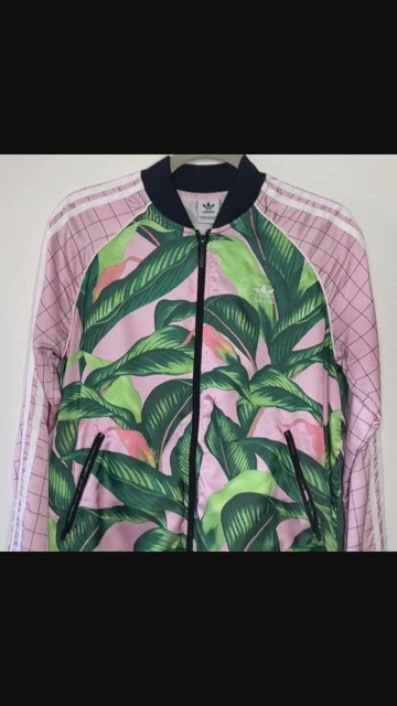 Adidas palm leaf pink & green track jacket online