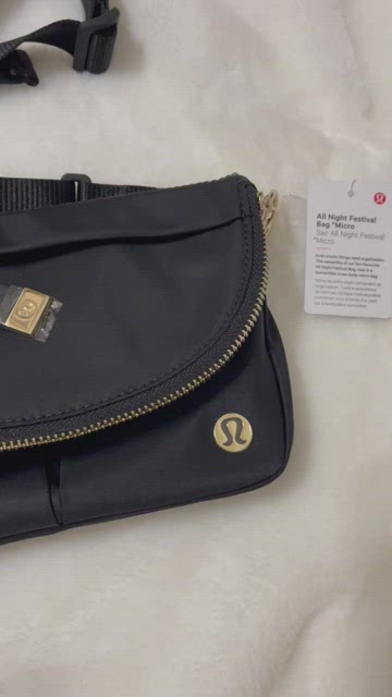 lululemon athletica, Bags, Lululemon All Night Festival Bag Size Micro In  Black And Gold