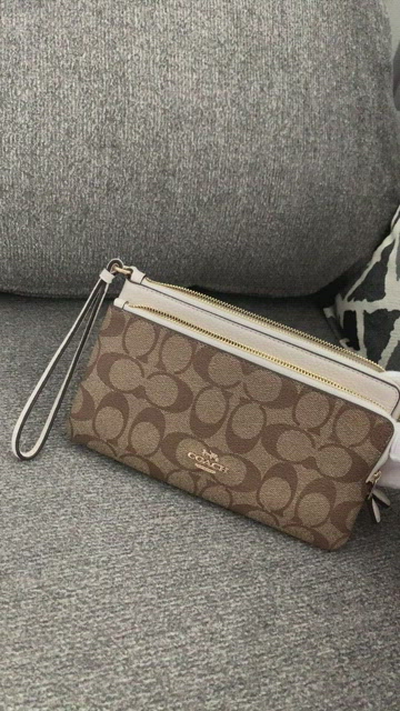 Coach double zip online wallet in signature canvas