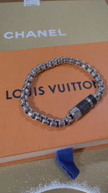 Louis Vuitton LV Circle Monogram Eclipse Canvas Gunmetal Tone Bracelet  Louis Vuitton