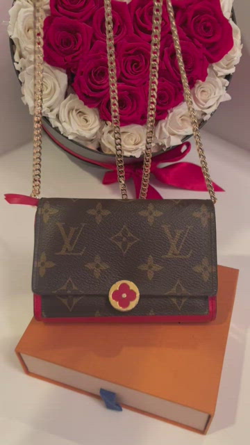 LV LV Women Flore Chain wallet in Monogram Coated Canvas and Calf Leather  Rose in 2023