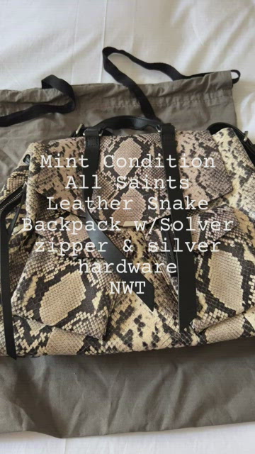 NWT All Saints Leather Snake Print Backpack Purse NWT All Saints Leather Snake Print Backpack Purse main image 2