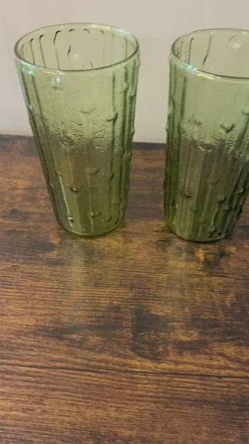 Vintage, Dining, Vintage Mcm Boho Anchor Hocking Bamboo Green Drinking  Glasses Set Of 6