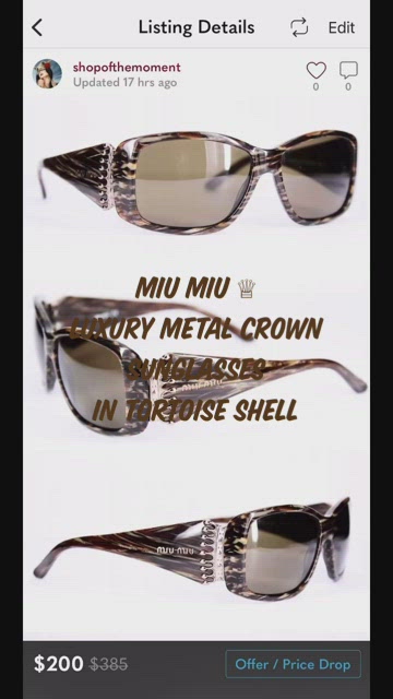 Miu Miu | Accessories | Miu Miu Metal Crown Sunglasses Brown  display picture 1