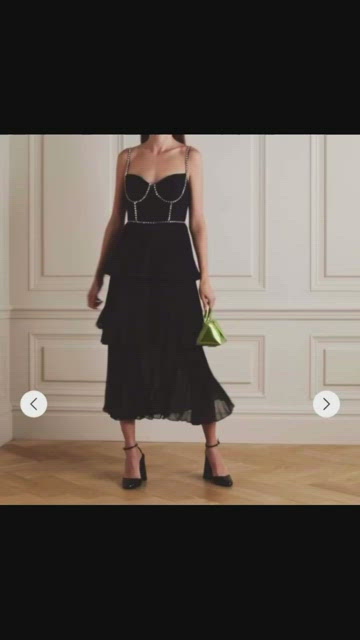 knee length dresses for ladies RENT Self Portrait Blue Chiffon Tiered Midi Dress (RRP £380) main image 1