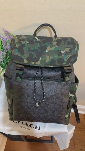COACH®  League Flap Backpack With Camo Print