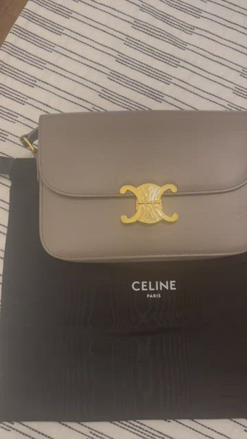 tas sling-bag Celine Triomphe Pebble Grey GHW Sling Bag
