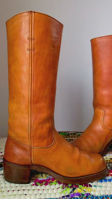 Vintage Frye Campus Boots 60s 70s Brown Leather Mens Sz 10? Black Label