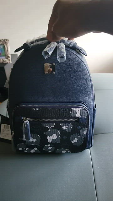 MCM | Bags | Brand New Mcm Small Backpacknavy Blue Wblack 