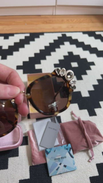 Miu Miu Tortoise Jewel Embellished Cat Eye SMU03S Sunglasses Miu Miu | Accessories | Miu Miu Tortoise Jewel Embellished  main image 4