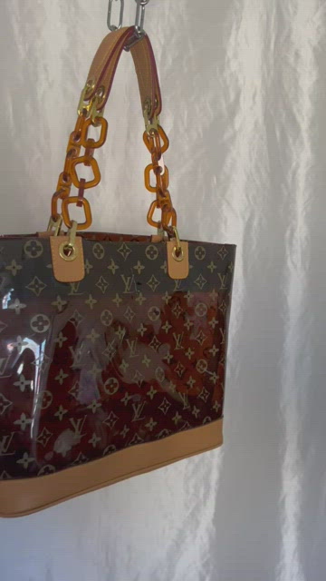 Louis Vuitton Clear Monogram Ambre Cabas MM Chain Tote with Pouch 3LK0509