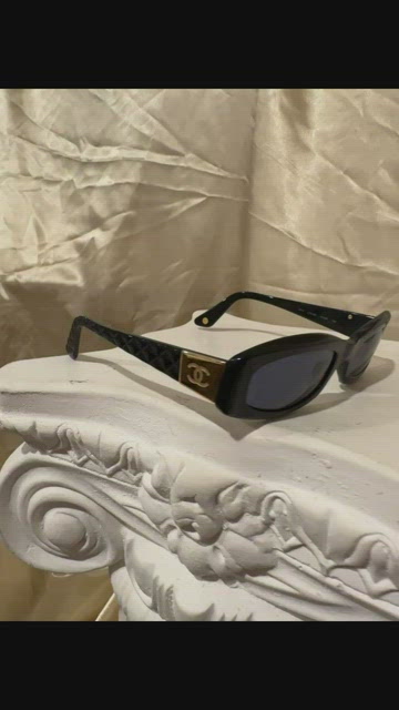 CHANEL, Accessories, Chanel 54 Cc Quilted Vintage Sunglasses In Black And  Gold Hue