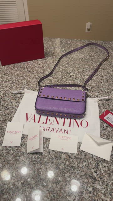 Valentino Garavani Pink Green Multi Glam Lock Rock Stud Chain 2way  Crossbody Bag
